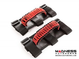 Jeep Gladiator Para Cord Grab Handles - Red on Black - Pair